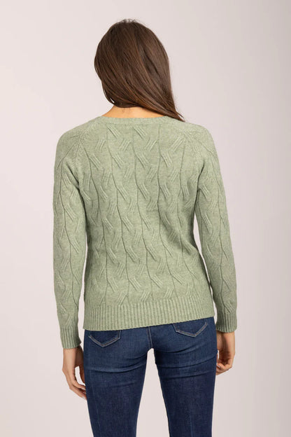 MudFlower Ladies Green Bay Raglan Cabel Jumper