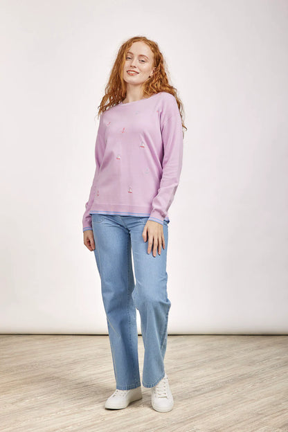 MudFlower Ladies Boat And Anchor EMB Jumper 413 in Orchid Bloom