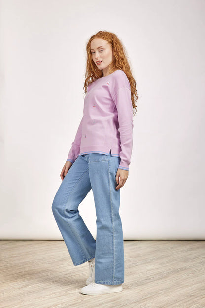 MudFlower Ladies Boat And Anchor EMB Jumper 413 in Orchid Bloom