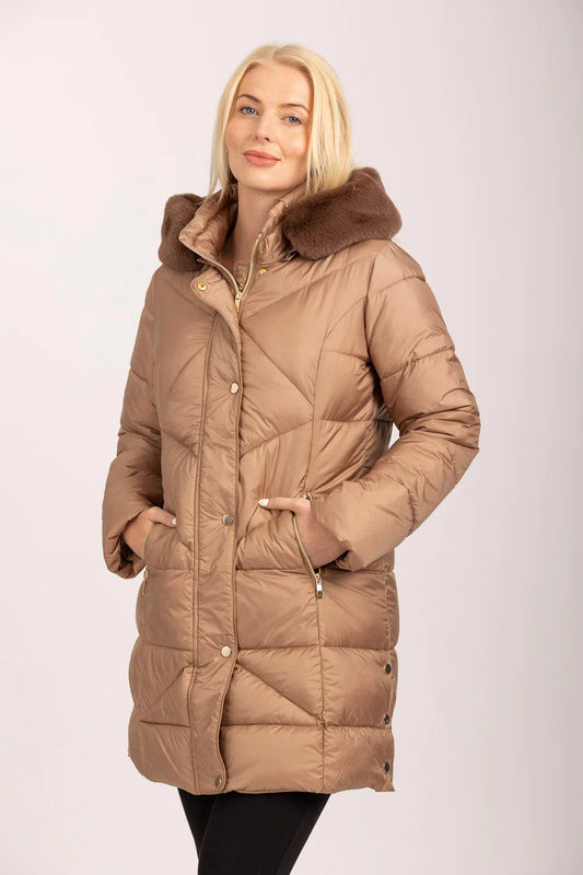 MudFlower Ladies Long Parka Jacket Gold