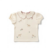 Eleanor Charles - The Pony Embroidered Puff Sleeve Top