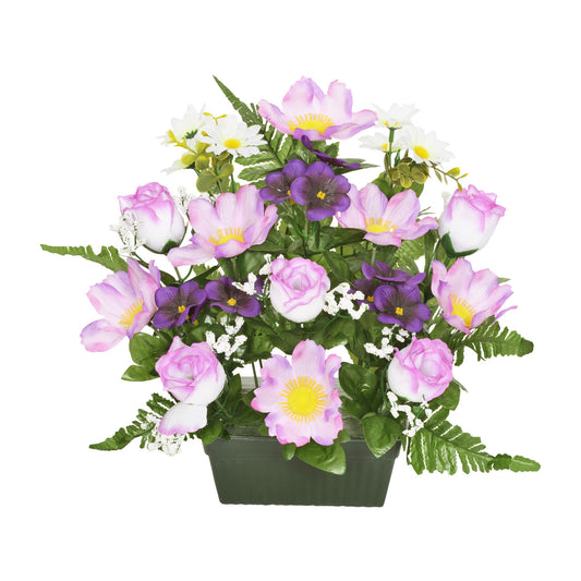 Lilac Anemone Rosebud Blossom Trough Flower Grave Pot  32 cm - GB467RR