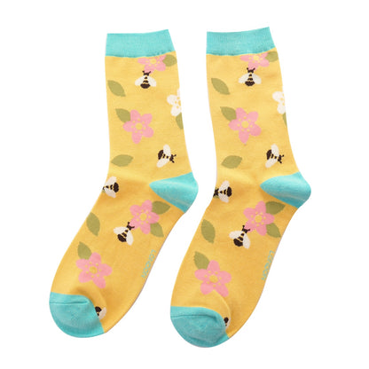 Miss Sparrow Bees & Flowers Socks Yellow