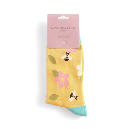 Miss Sparrow Bees & Flowers Socks Yellow