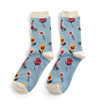 Miss Sparrow Botany Study Socks Powder Blue