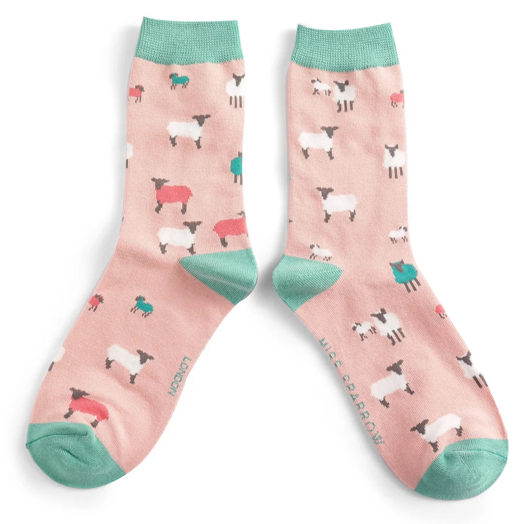 Miss Sparrow Sheep Family Socks Dusky Pink