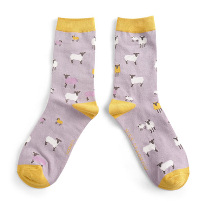 Miss Sparrow Sheep Family Socks Lilac
