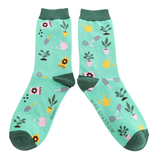 Miss Sparrow In The Allotment Socks Green