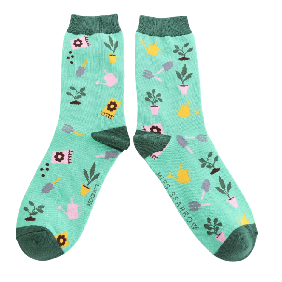 Miss Sparrow In The Allotment Socks Green