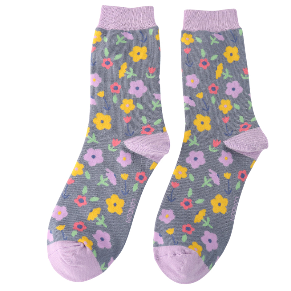 Miss Sparrow Little Flowers Bamboo Socks Denim