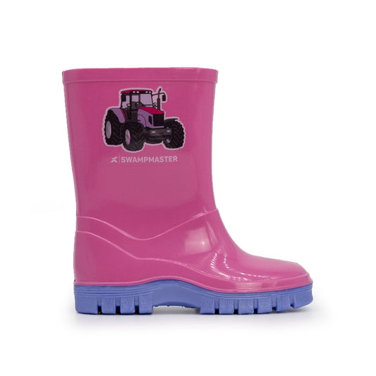 Swampmaster Junior Tractor Wellington Boot in Pink / Lilac
