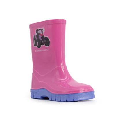 Swampmaster Junior Tractor Wellington Boot in Pink / Lilac