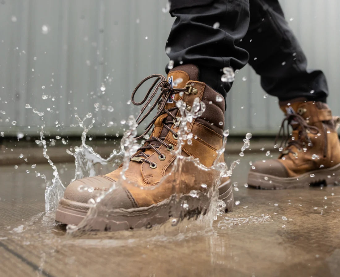 Steel Blue Southern Cross Zip Waterproof Scuff S7  Distressed Brown Safety Boots  -  392651