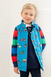 Lighthouse Children's Alex Gilet - New Blue Tractor Print