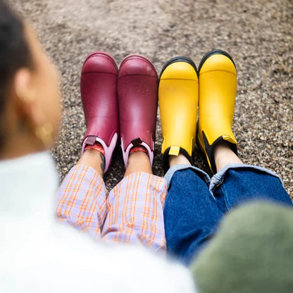 Merry People Bobbi Beetroot & Light Pink Ankle Wellington Boot