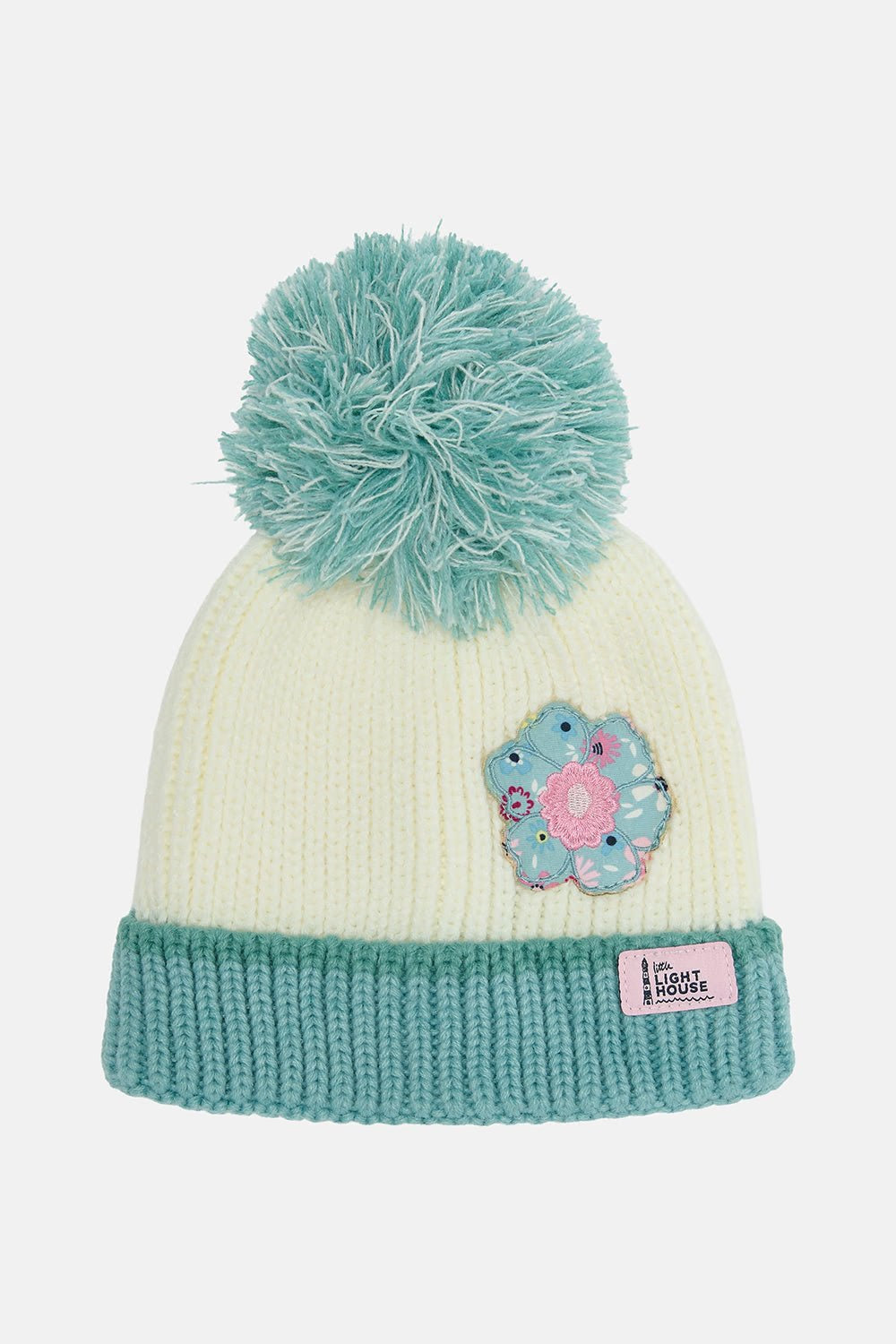 Lighthouse Children’s Bobbie Bobble Hat - Pastel Teal Floral