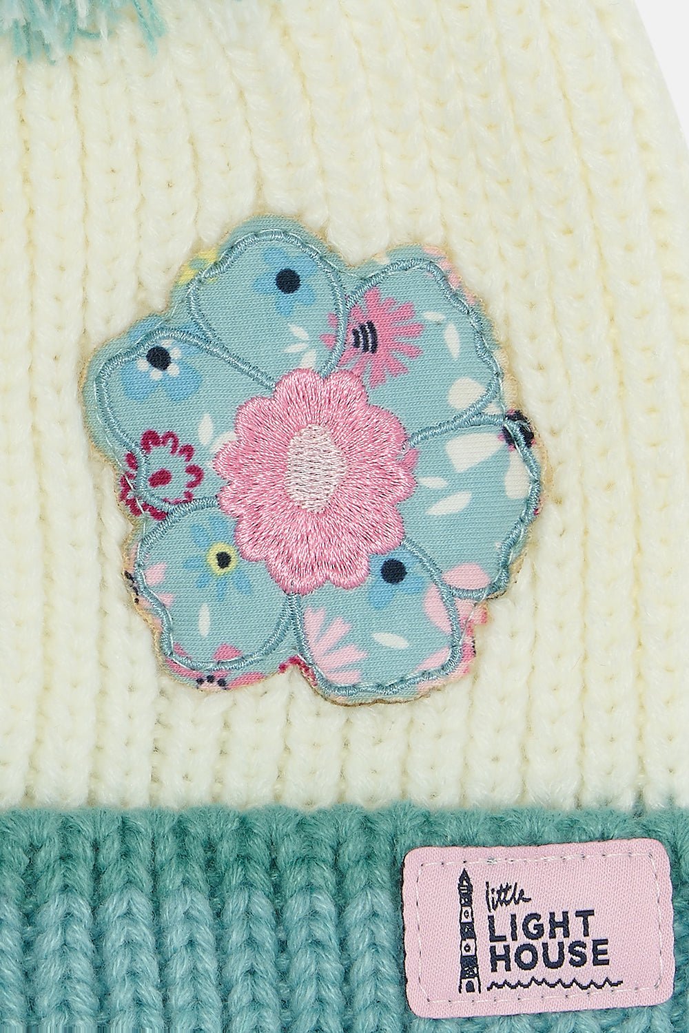 Lighthouse Children’s Bobbie Bobble Hat - Pastel Teal Floral