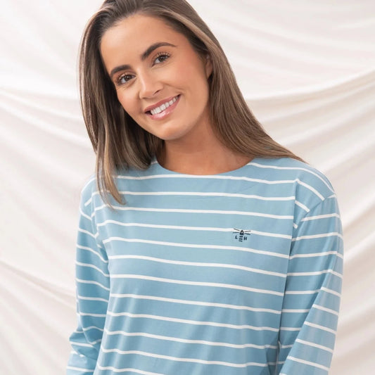 Ladies Causeway Breton Top - Marine Blue Stripe