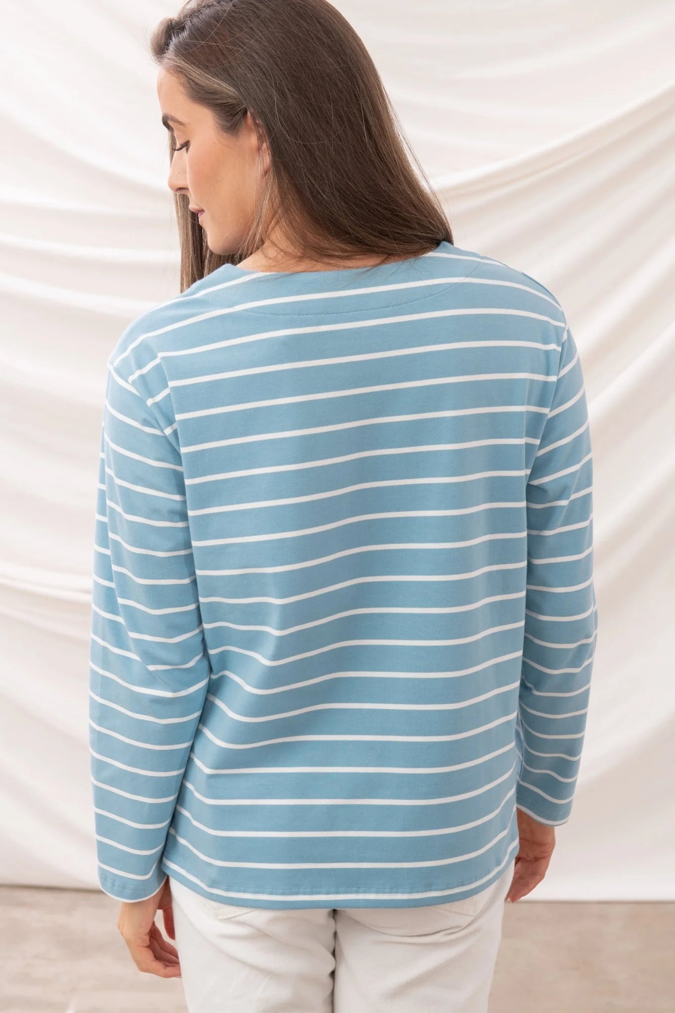 Ladies Causeway Breton Top - Marine Blue Stripe