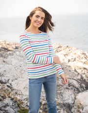 Ladies Causeway Breton Top - Seagrass Blue Poppy Stripe
