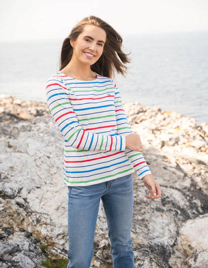 Ladies Causeway Breton Top - Seagrass Blue Poppy Stripe