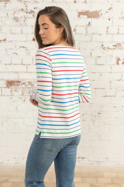 Ladies Causeway Breton Top - Seagrass Blue Poppy Stripe
