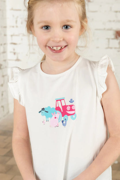 Lighthouse Causeway Swing Tee - Pink Tractor Friends
