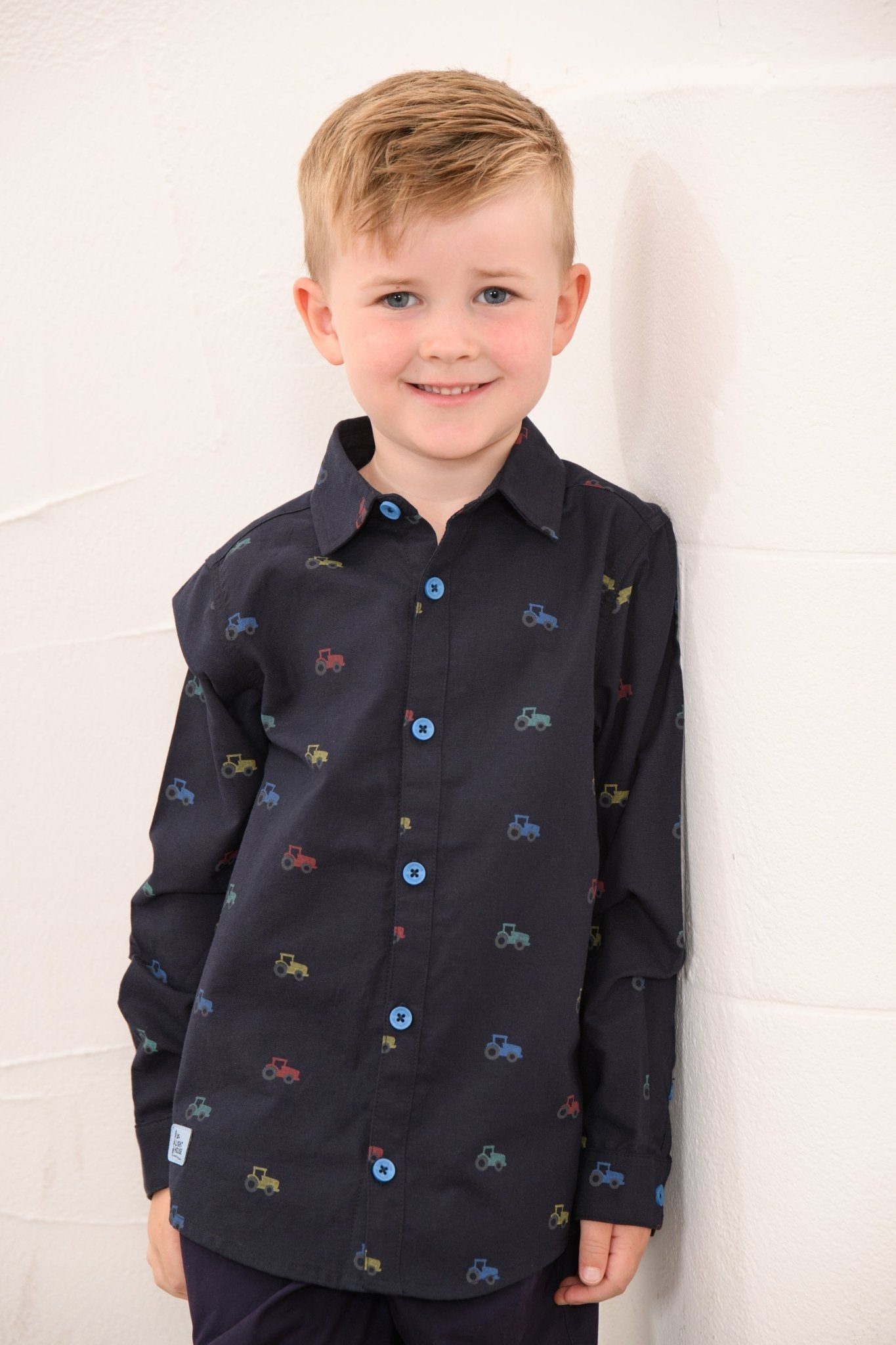 Lighthouse Charlie Shirt - Navy Tractor Print