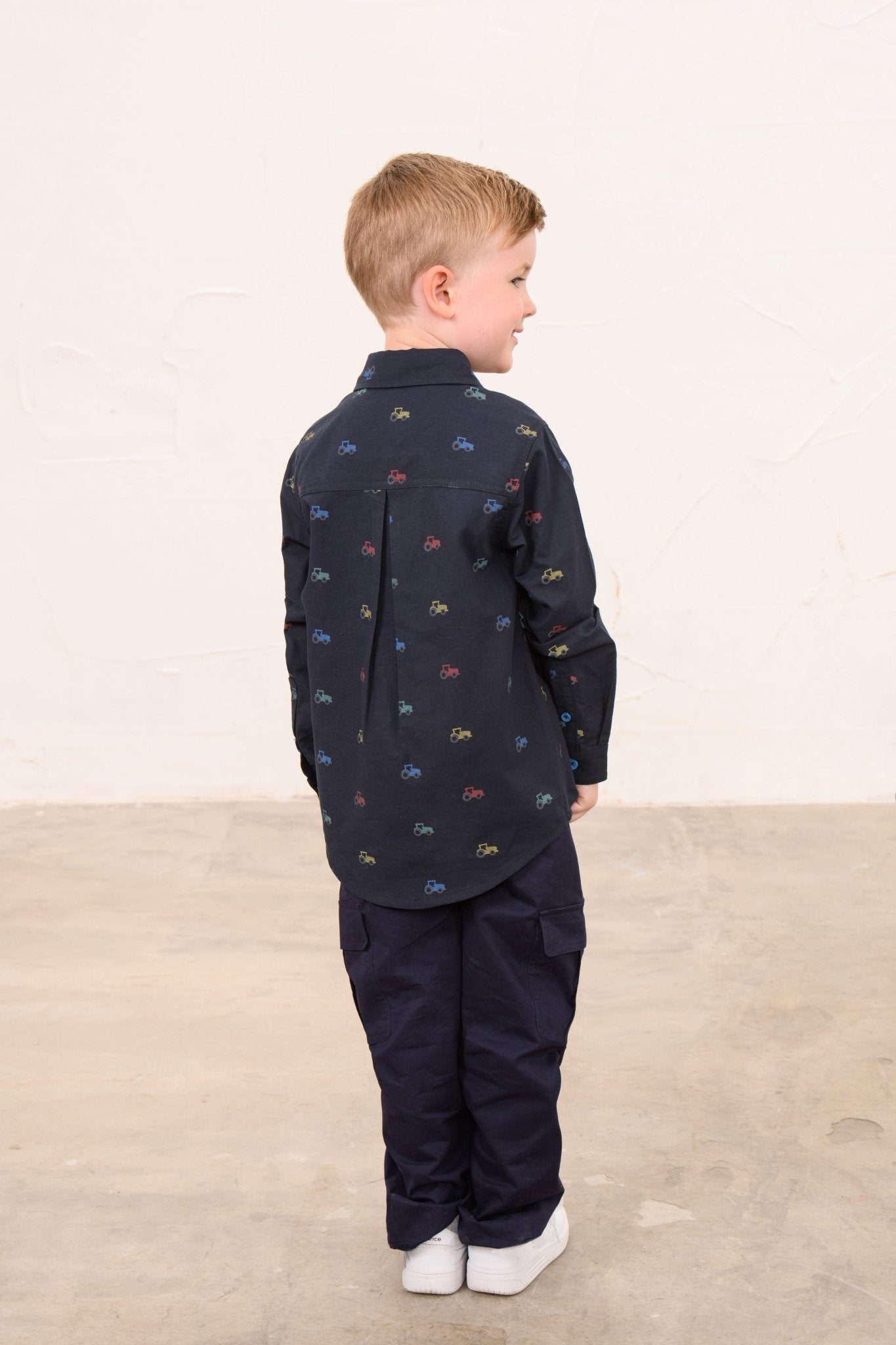 Lighthouse Charlie Shirt - Navy Tractor Print