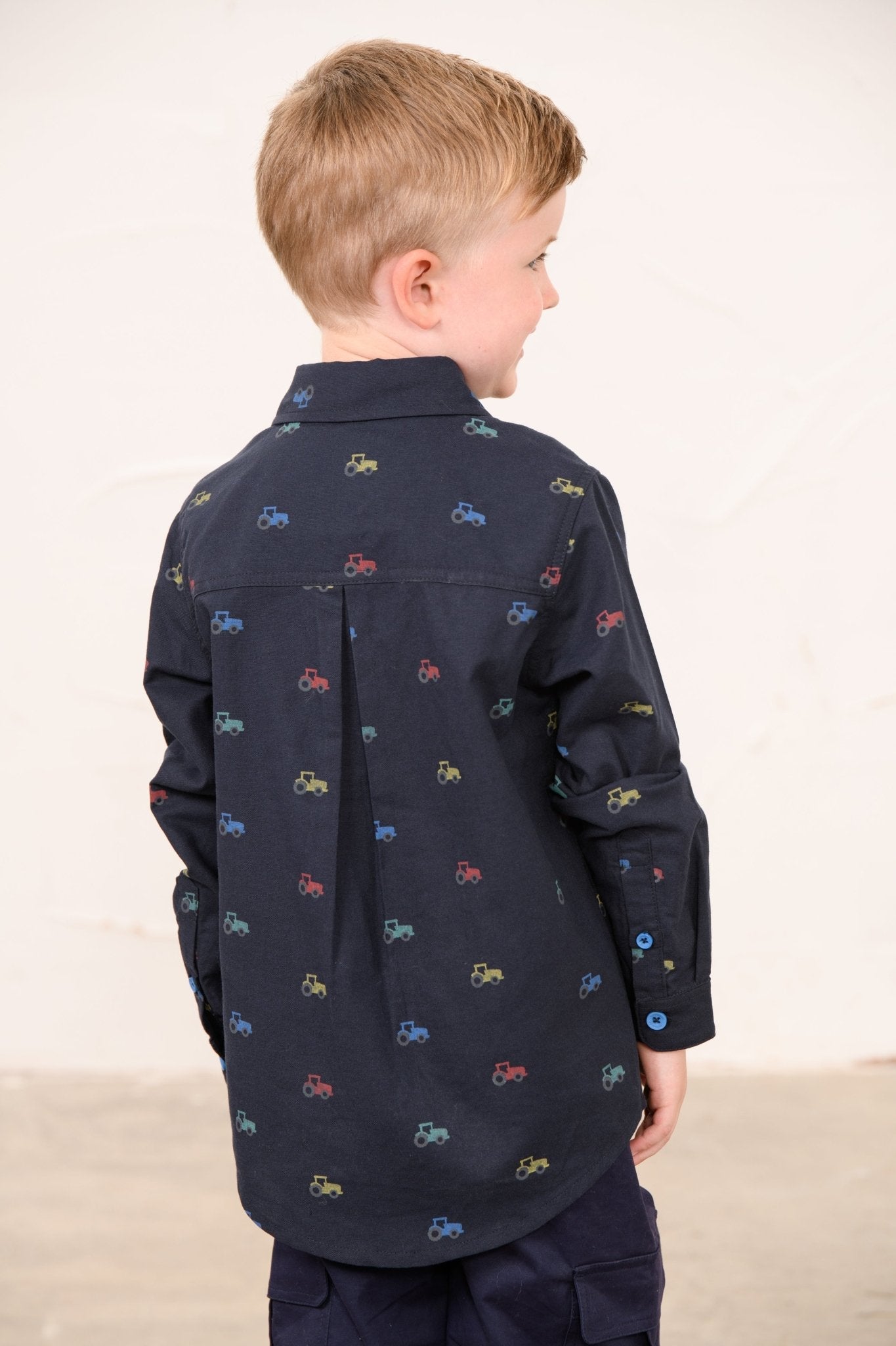 Lighthouse Charlie Shirt - Navy Tractor Print