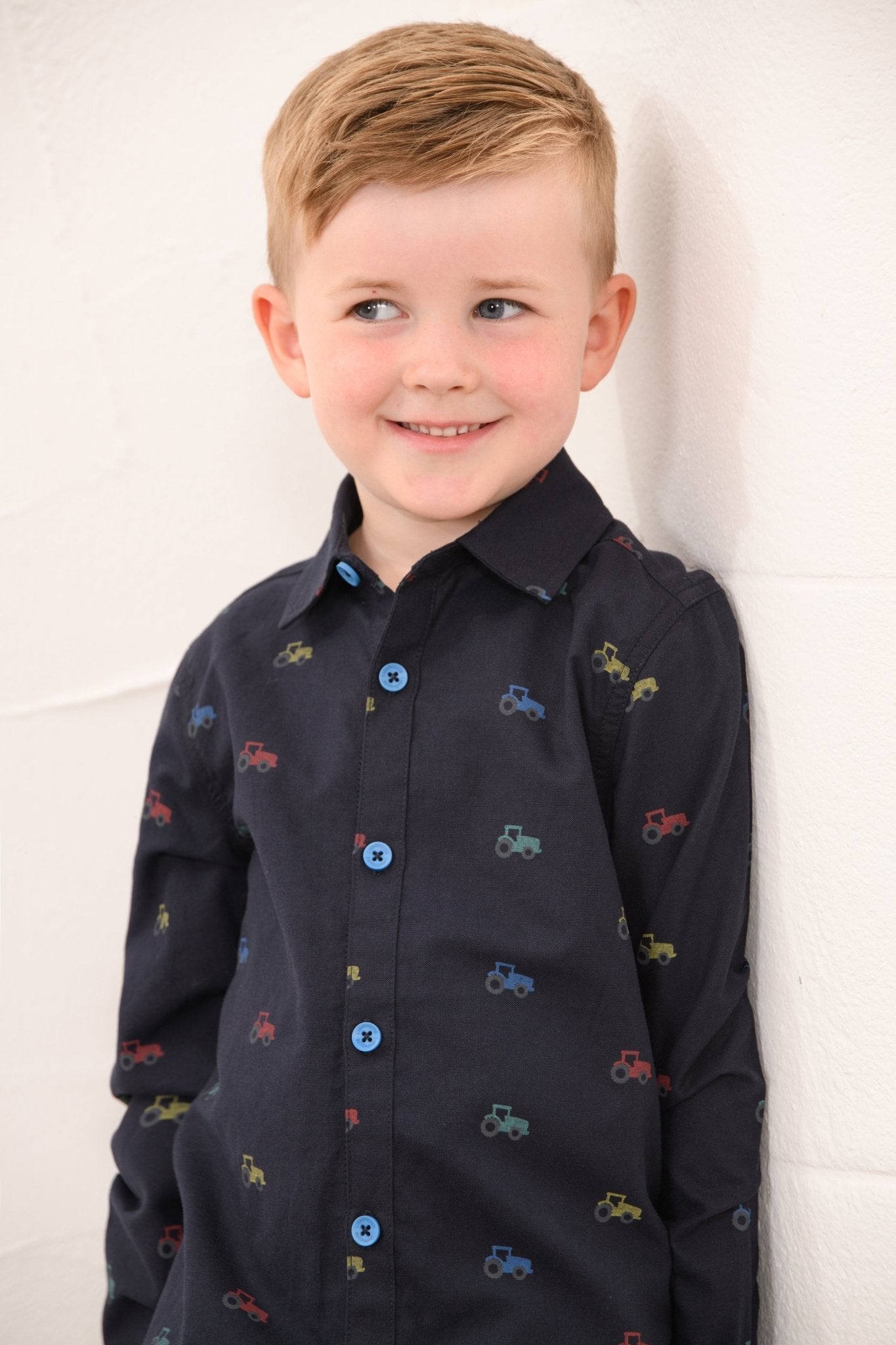 Lighthouse Charlie Shirt - Navy Tractor Print