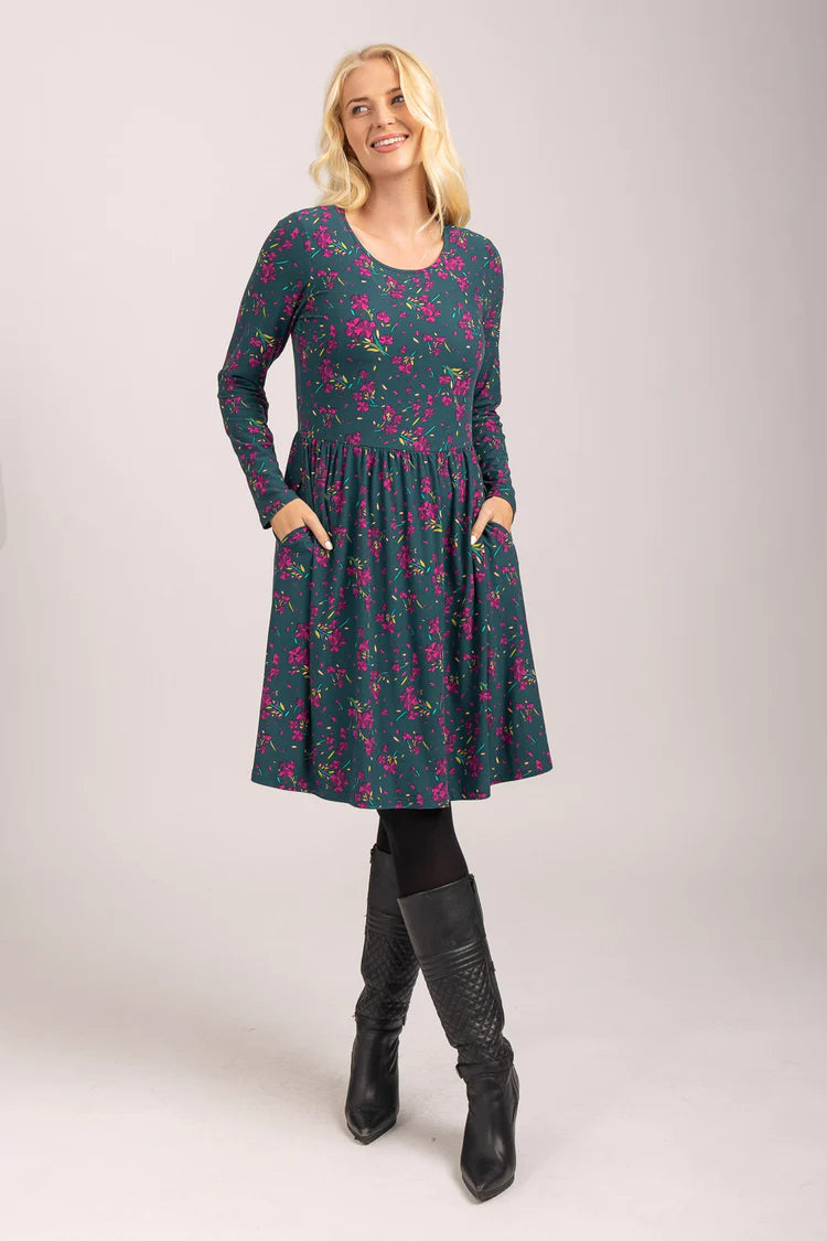 MudFlower Ladies Ditsy Floral Soft Touch Dress Green