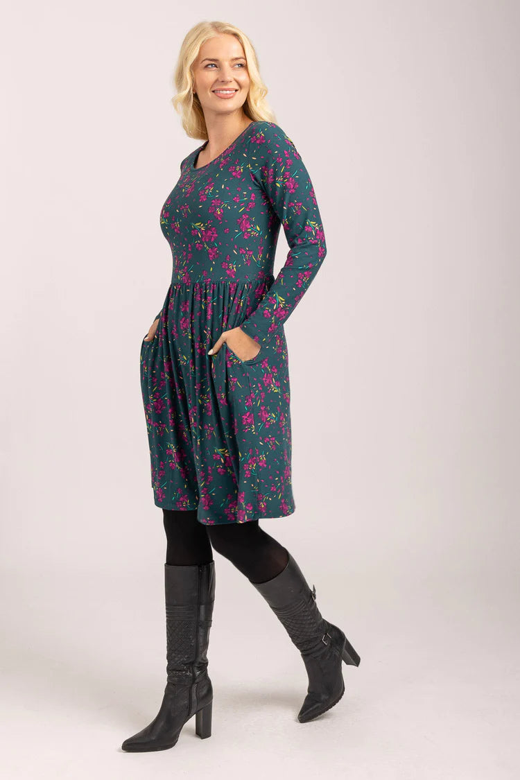 MudFlower Ladies Ditsy Floral Soft Touch Dress Green