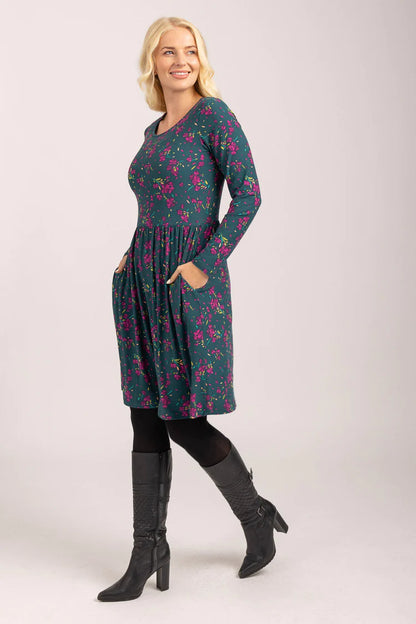 MudFlower Ladies Ditsy Floral Soft Touch Dress Green