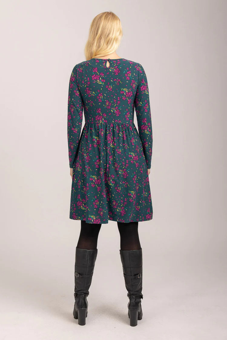 MudFlower Ladies Ditsy Floral Soft Touch Dress Green