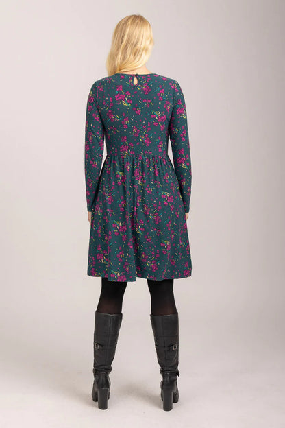 MudFlower Ladies Ditsy Floral Soft Touch Dress Green