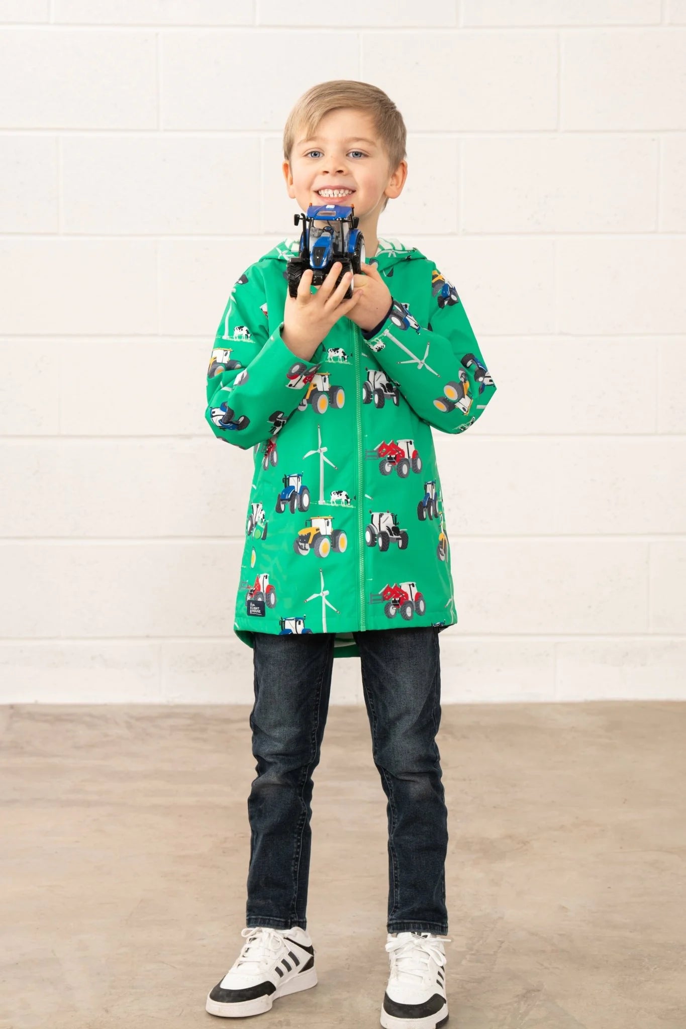 Lighthouse Boys Ethan Jacket - Tractor Wind Turbine Print
