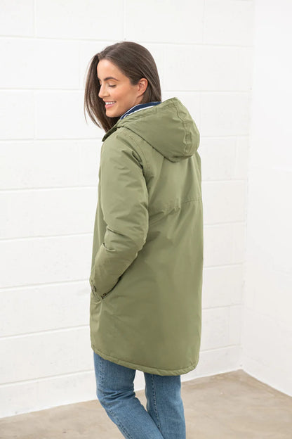 Lighthouse Eva Long Ladies Coat In Olive