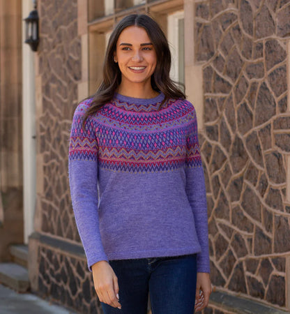 MudFlower Ladies Fairisle Jumper Purple