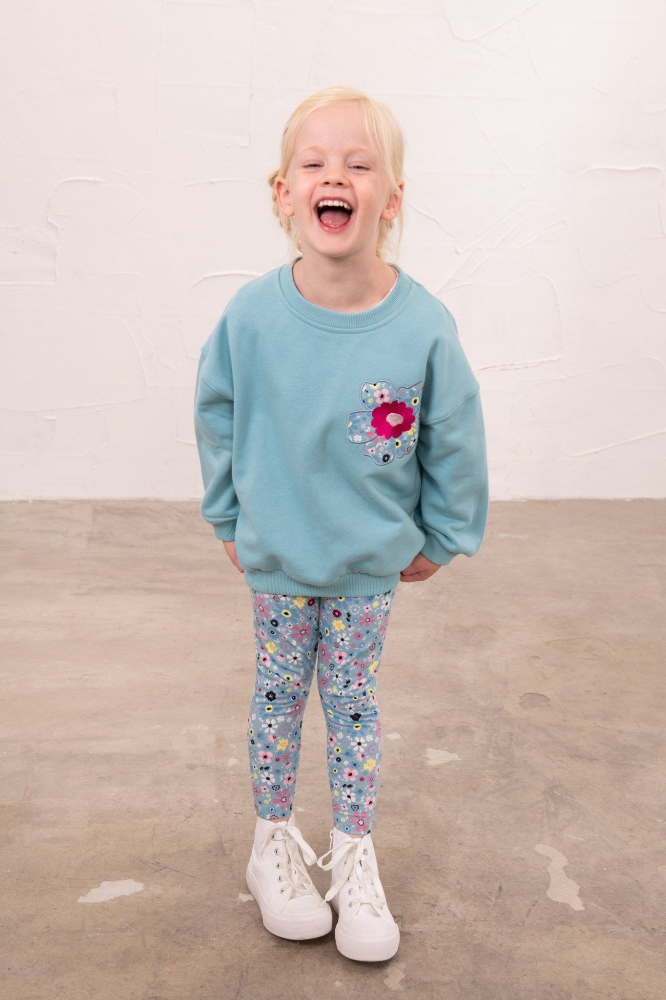 Lighthouse Flora Sweatshirt - Pastel Teal