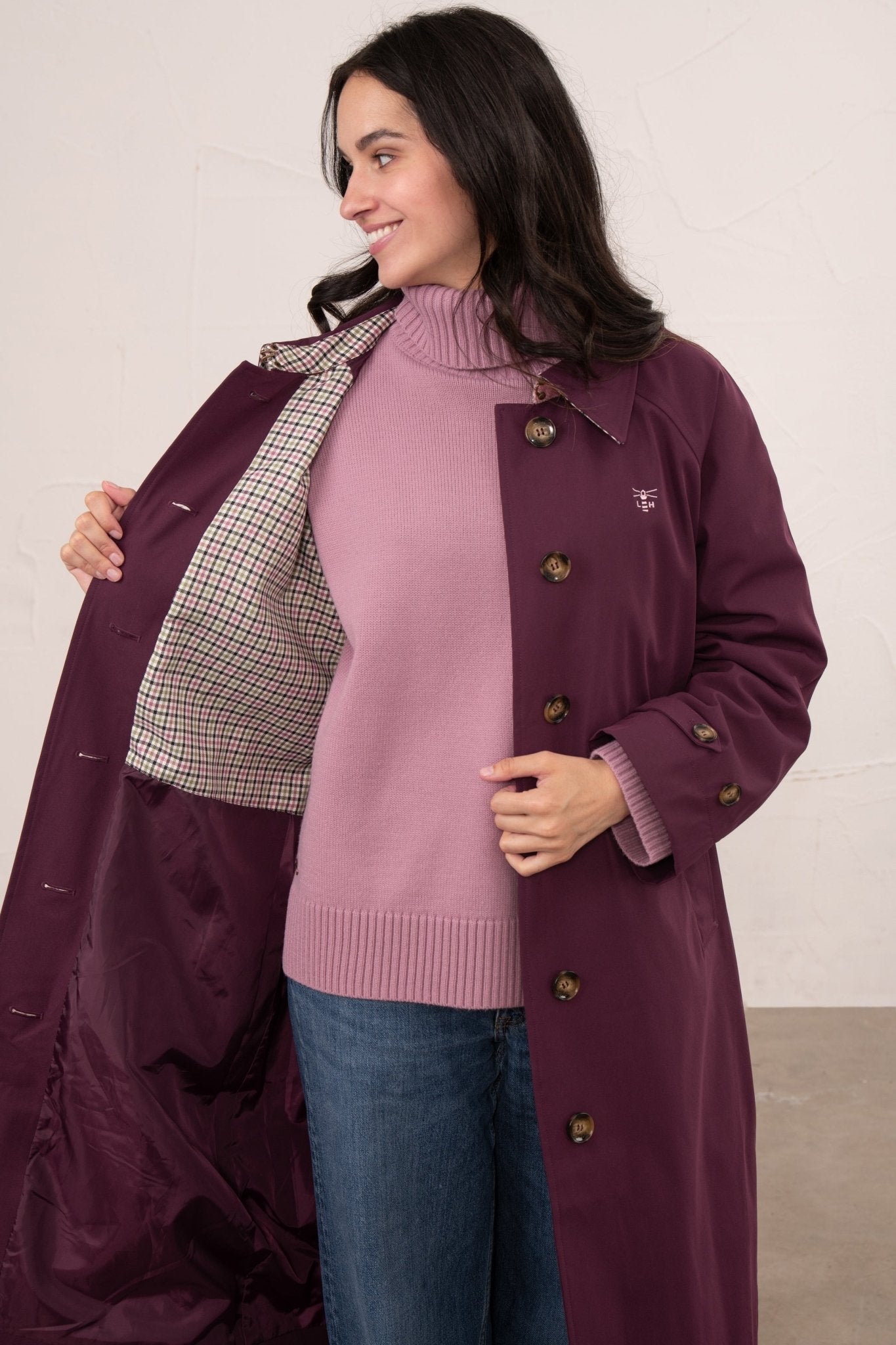 Lighthouse Harper Waterproof Trench Coat - Damson