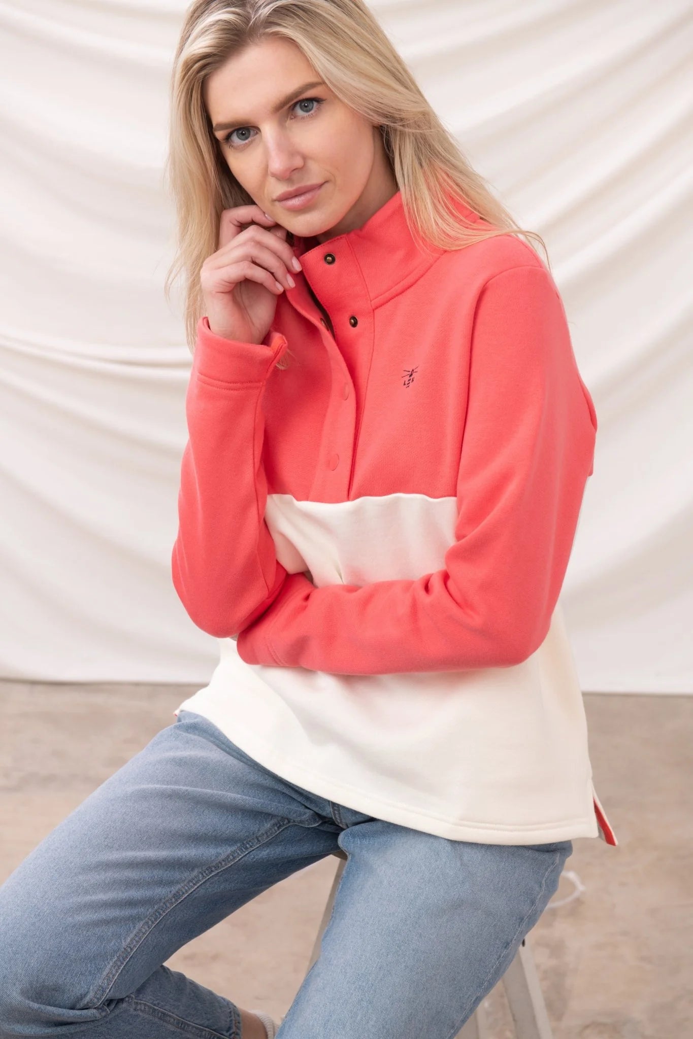 Lighthouse Haven Jersey - Coconut Deep Coral