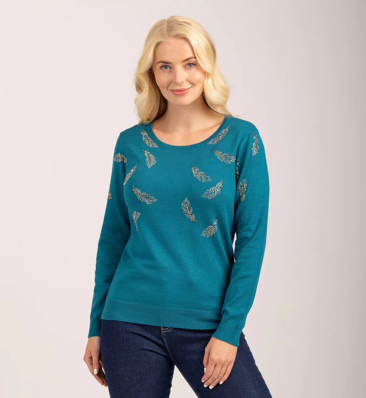 MudFlower Ladies Feather Heatstone Jumper Green