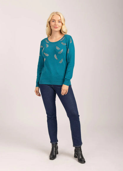 MudFlower Ladies Feather Heatstone Jumper Green