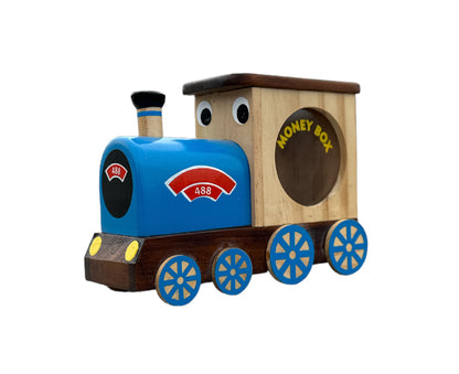Children`s Large Wooden Money Box - Steam Train Design
