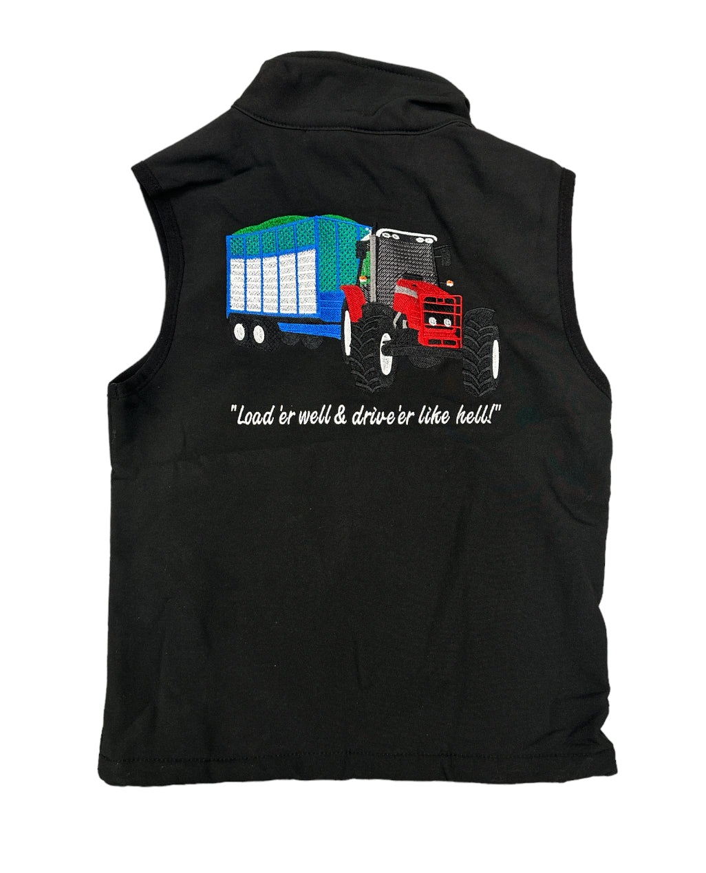 Kids Impact Black Softshell Bodywarmer – Red Tractor & Blue Trailer