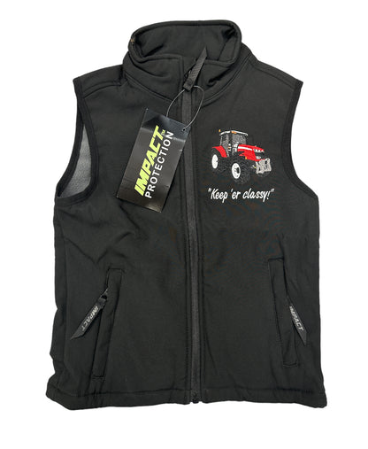 Kids Impact Black Softshell Bodywarmer – Red Tractor & Blue Trailer
