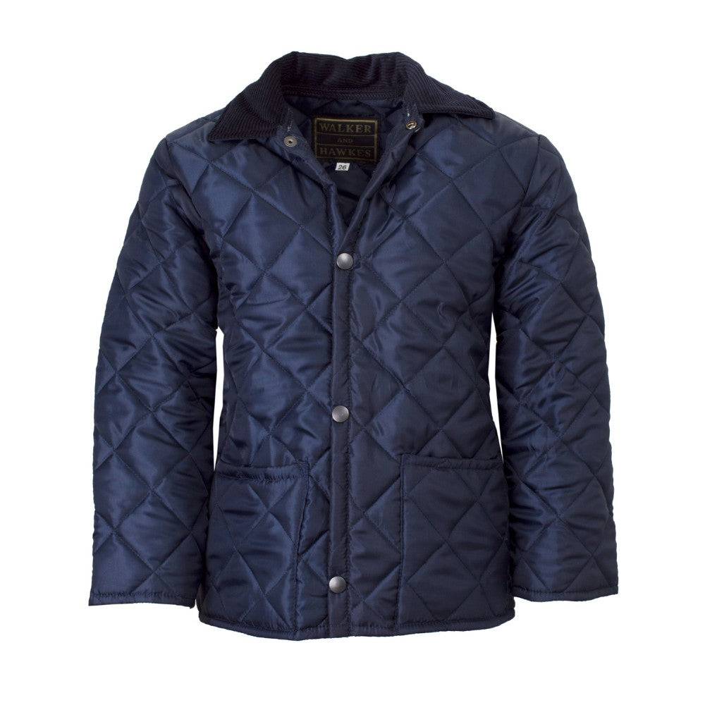 Walker & Hawkes Kids’ Quilted Bomber Husky Jacket in Navy