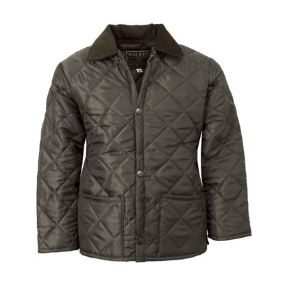 Walker & Hawkes Kids’ Quilted Bomber Husky Jacket in Olive