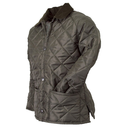 Walker & Hawkes Kids’ Quilted Bomber Husky Jacket in Olive